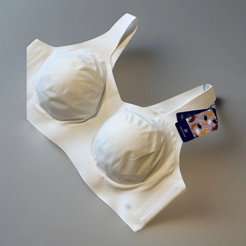 NWT Honeylove V Neck Bra‎ Liftwear Wireless Support White Womens 3X Padded - Picture 2 of 7